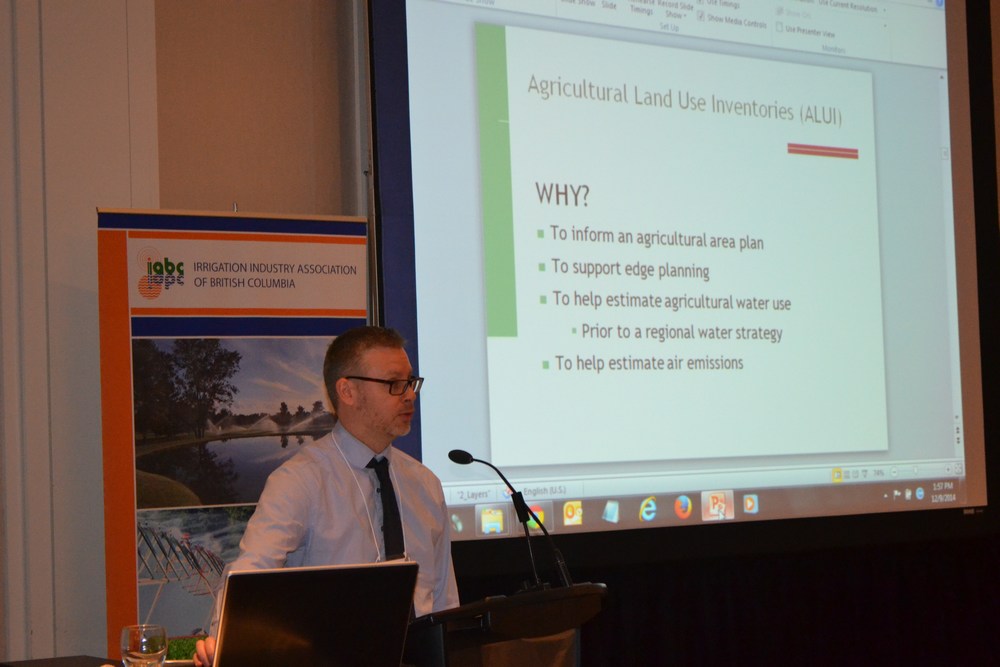 Greg Bartle (Ministry of Agriculture) explained how Agricultural Land Use Inventory data facilitates local government planning