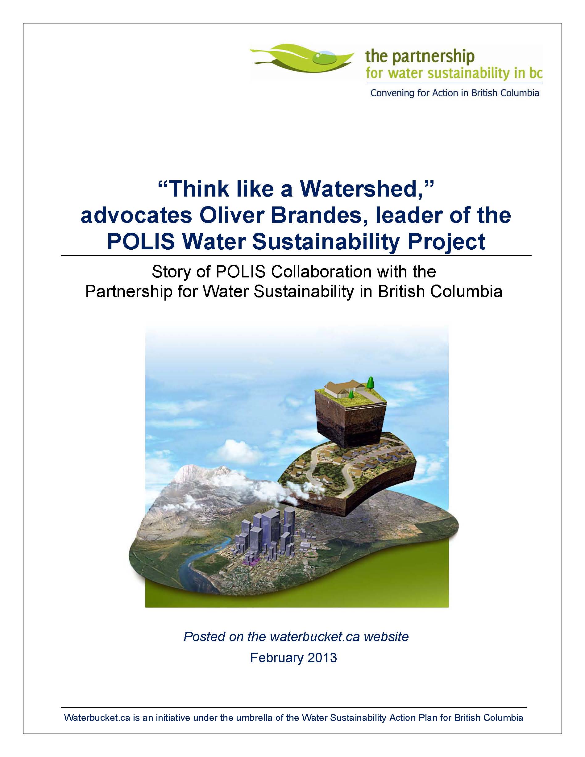 Think Like a Watershed, advocates Oliver Brandes_Feb-2013_cover